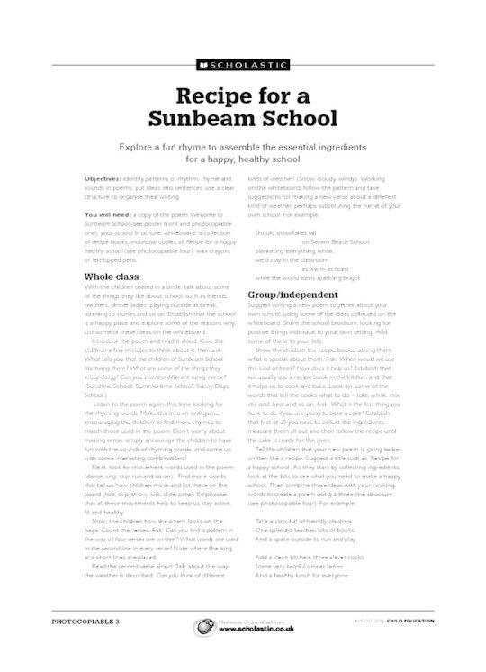 Recipe for a Sunbeam School