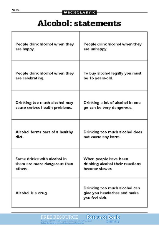 Alcohol: discussion starter statements