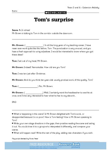 Play Script Template Ks2