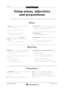 Using nouns, adjectives and prepositions