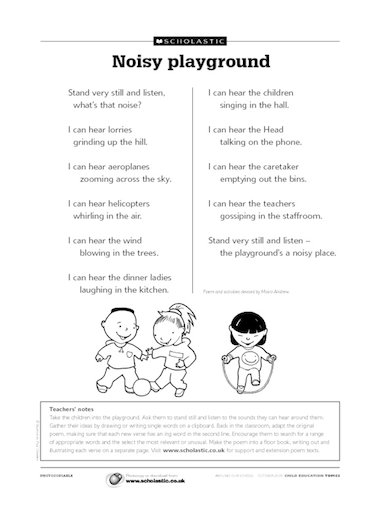 Noisy playground – poem – FREE Primary KS1 teaching resource - Scholastic