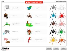 French matching words – animals and colours game