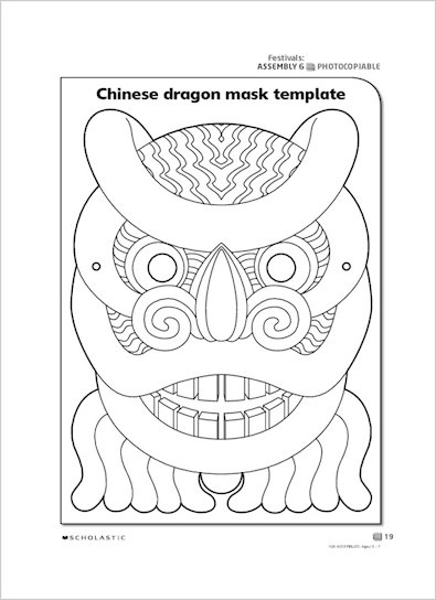 Chinese dragon mask template