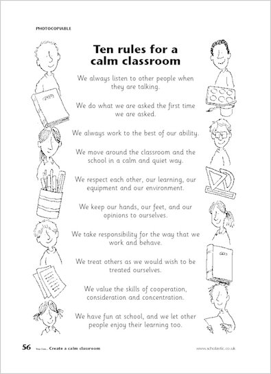 Ten rules for a calm classroom