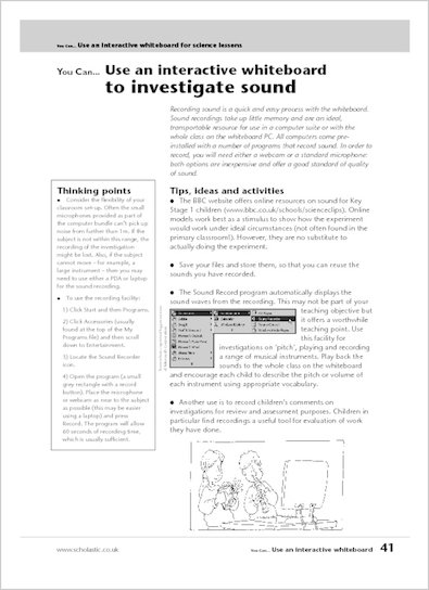 Use an Interactive Whiteboard to investigate sound