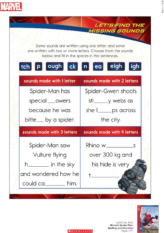 Disney learning - Spiderman worksheet