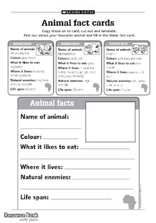 African animal fact cards