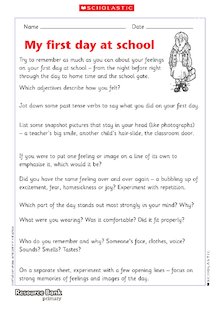 My first day at school – planning a poem