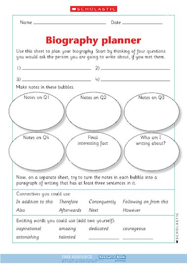 how to plan a biography ks2