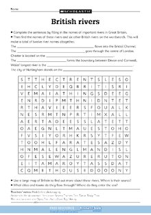 British rivers – quiz and wordsearch
