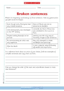Broken sentences – complex sentences