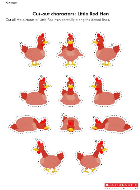 Cut out characters and props - The Little Red Hen