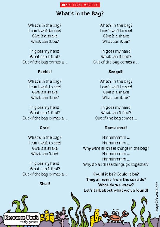‘What’s in the bag?’ poem (topic version) Scholastic Shop