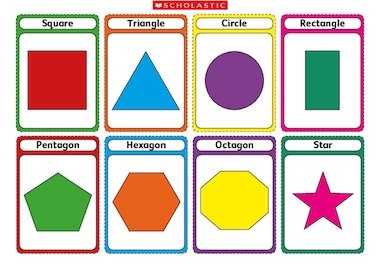 2D Flashcards - Pictures of Shapes for Toddlers & Children