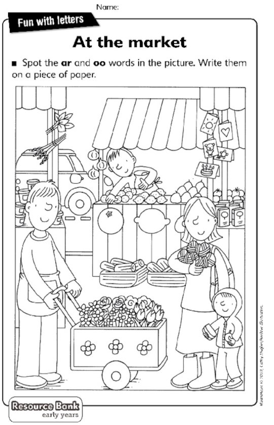 Digraphs: At the market activity sheet