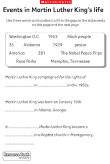 Events in Martin Luther King’s life