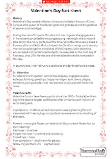 Valentine’s Day Fact Sheet