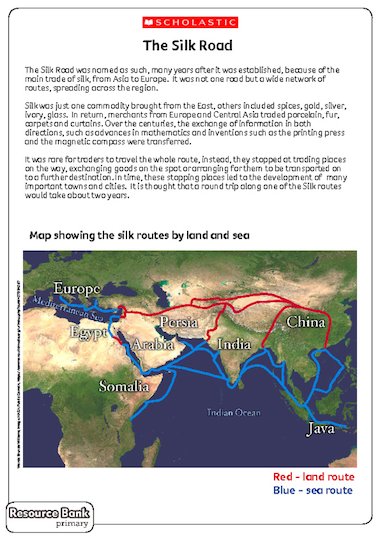 Activity sheet 3: The Silk Road – Primary KS2 teaching resource