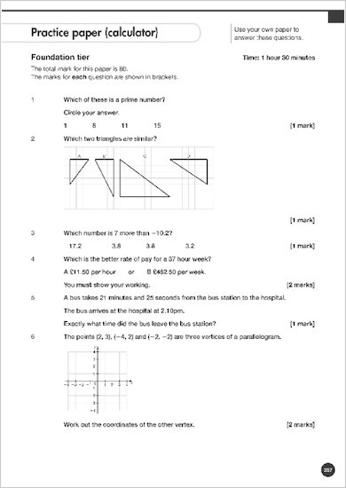 GCSE Grades 9-1: Maths Foundation Revision and Exam Practice Book for AQA example question paper