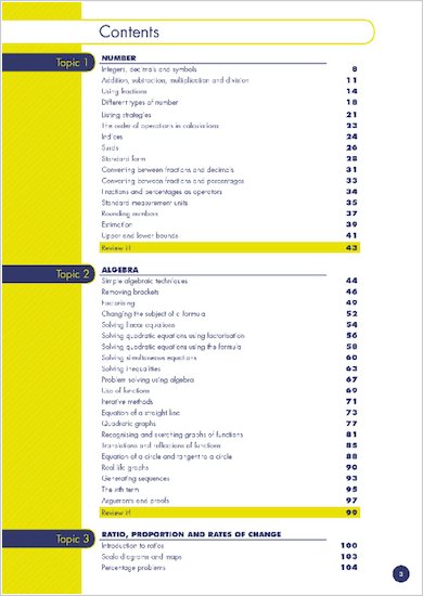GCSE Grades 9-1: Maths Higher Revision Guide for AQA contents