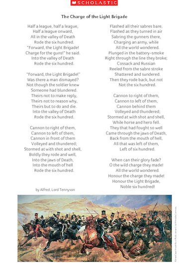 charge of the light brigade poem