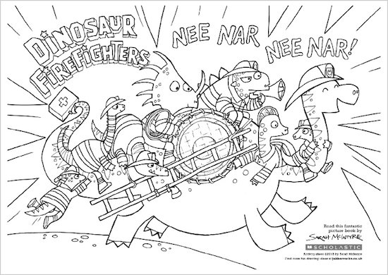 Dinosaur Firefighters Colouring Activity
