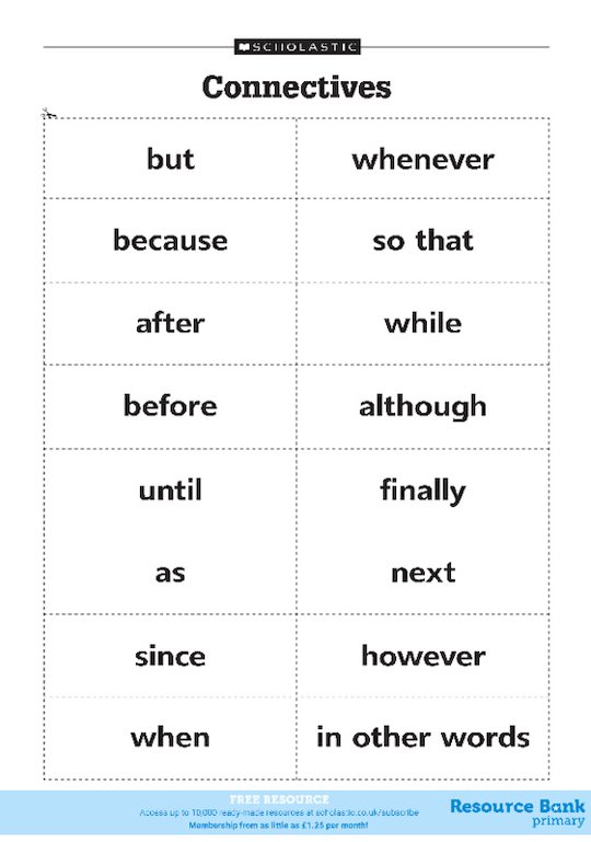 Connectives - cut-out cards