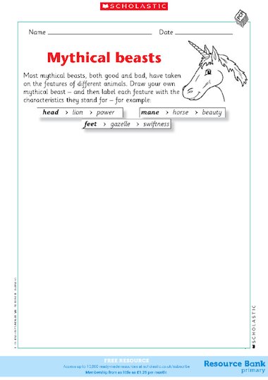 Design A Mythical Beast FREE Primary KS2 Teaching Resource Scholastic