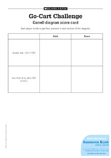 Go-Cart Challenge – Carroll diagram score card