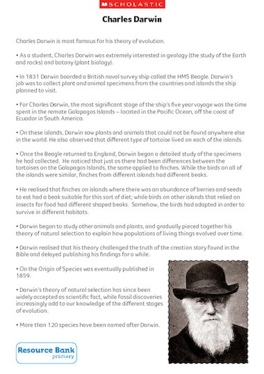 charles darwin biography for ks2