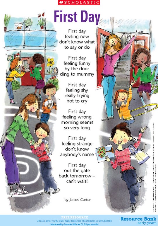 ‘first Day’ Poem – Starting A New School Year - Scholastic Shop