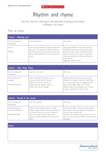 Rhythm and rhyme – Observation and assessment chart
