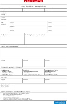 Adult-led planning template – Literacy: Writing