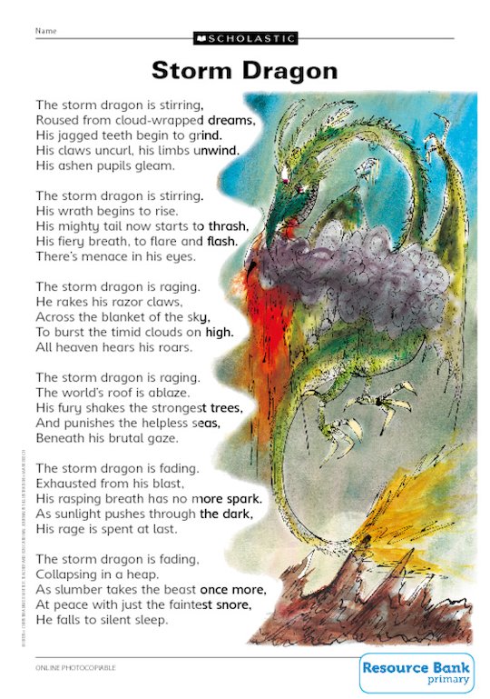 'Storm dragon' poem