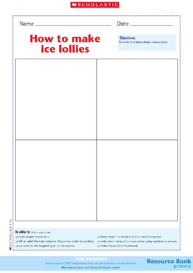 Ice lollies instructions – FREE Primary KS1 teaching resource - Scholastic