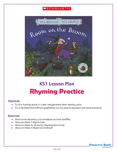 Room On The Broom Ks1 Activity Pack Rhyming Practice