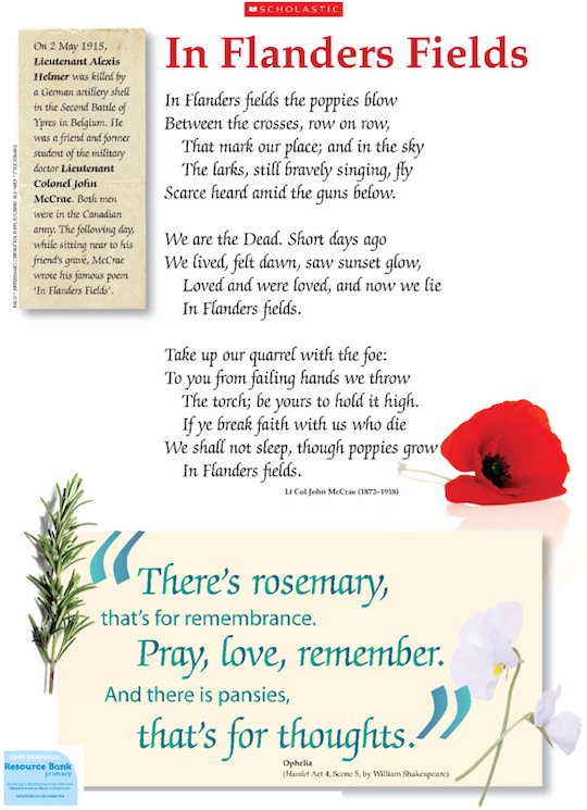 'In Flanders Fields' poem by John McCrae