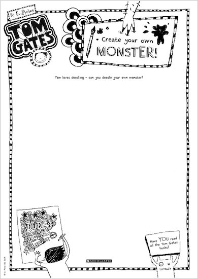 Tom Gates What Monster Create Your Own Monster Activity Sheet 