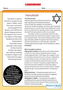 Hanukkah – information sheet