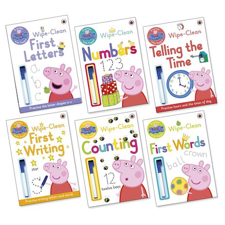 Peppa Pig Wipe-Clean Learning Pack x 6