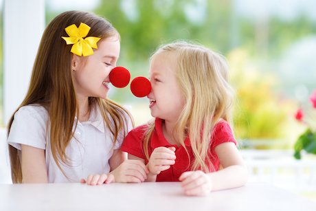 Children wearing red noses Children wearing red noses
