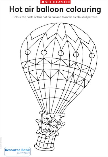 hot air balloon colouring in