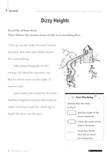Close Reading Fiction – ‘Dizzy Heights’ text and questions for Year 2