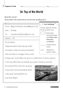 Close Reading Non-fiction –  ‘On Top of the World’ text and questions for Year 2