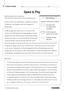 Close Reading Non-fiction – ‘Space to Play’ text and questions for Year 5