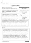 Close Reading Non-fiction – ‘Space to Play’ text and questions for Year 5
