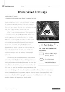 Close Reading Non-fiction – ‘Conservation Crossings’ text and questions for Year 6