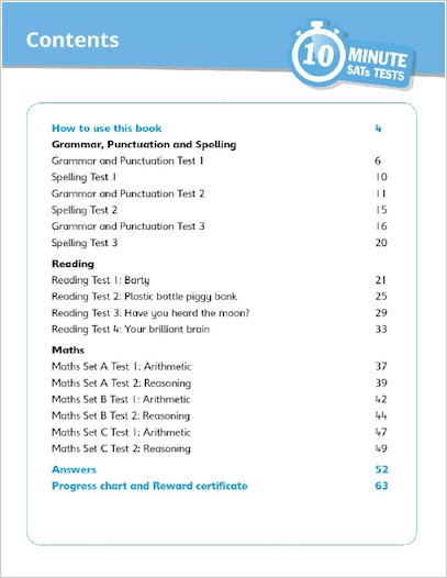 10-Minute SATs Tests: Grammar, Reading and Maths Year 2 Sample Pages