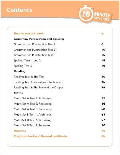 10-Minute SATs Tests: Grammar, Reading and Maths Year 4 Sample Pages