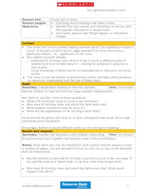 The Lighthouse Keeper’s Lunch – Four Guided Reading Plans (12 pages)
